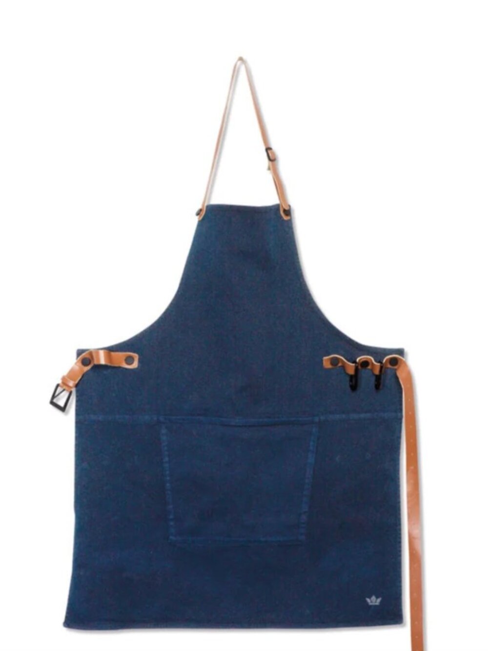 Dutchdeluxes Full Length BBQ Style Dark Blue with Cognac Straps Amazing Apron